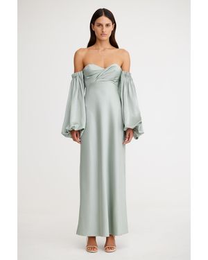SO ONLINE AU Satin Off Shoulder Midi Dress - Multicolor