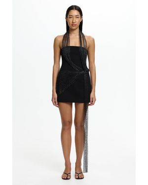 SO ONLINE AU Robin Mini Dress, Strapless Mini Dress, Bonded Crepe With Diamante Mesh Contrast, Polyester - Black
