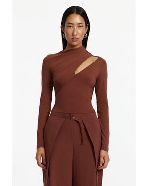 SO ONLINE AU Orlyn Long Sleeve Top For Color, Size, Rayon Elastane Fabric - Red