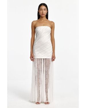 SO ONLINE AU Kamryn Strapless Gown, Floral Lace Maxi Dress For - White