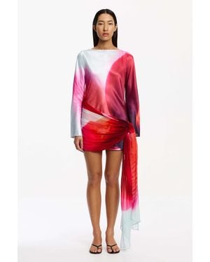 SO ONLINE AU Farrah Long Sleeve Mini Dress For - Red