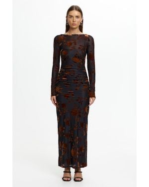 SO ONLINE AU Edina Long Sleeve Velvet Dress - Black