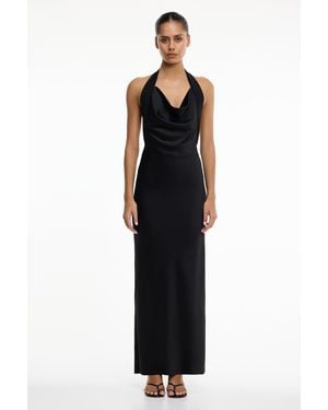 SO ONLINE AU Devlyn Halter Maxi Dress By Satin - Black