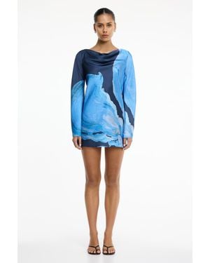 SO ONLINE AU Alis Long Sleeve Mini Dress - Blue