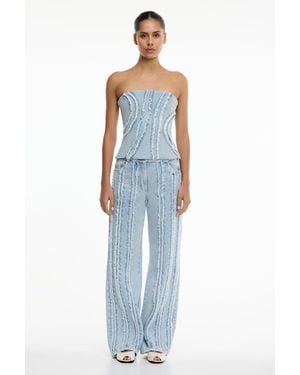 SO ONLINE AU Xiorra Pant By 100% Cotton, Straight-Leg, Mid-Rise - Blue