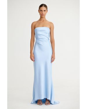SO ONLINE AU Lucile Strapless Satin Gown - Blue