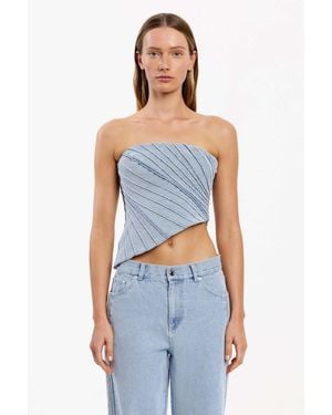SO ONLINE AU Strapless Denim Top - Blue