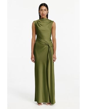 SO ONLINE AU Luka Gown, Sleeveless Full-Length Woven Satin Gown For - Green