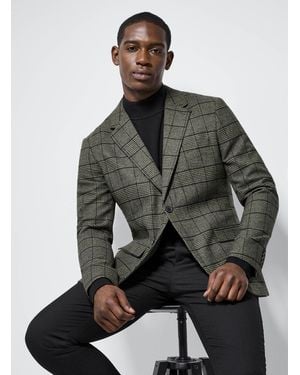 SELECTED Khaki Prince Of Wales Jacket Slim Fit - Gray
