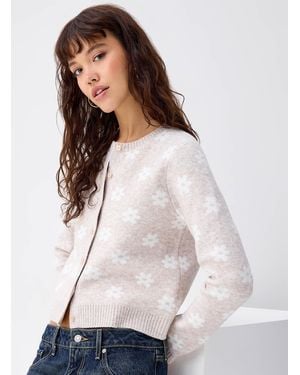 Twik Diamond Pattern Jacquard Cardigan - White