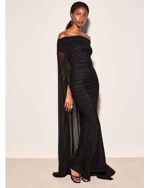 Icône Sumptuous Cape Micromesh Maxi Tube Dress - Black