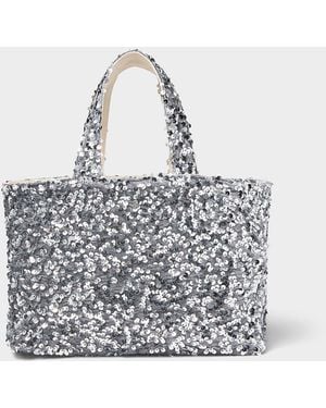 Simon's Small Sequined Tote Bag - White