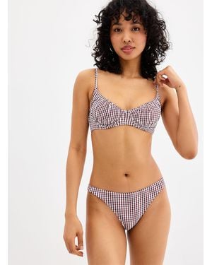 Billabong Burgundy Seersucker Gingham Slim Bikini - Multicolour