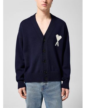 Ami Paris De Coeur Navy Cardigan Unisex - Blue