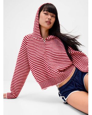 Twik Striped Zippered Hooded Cardigan