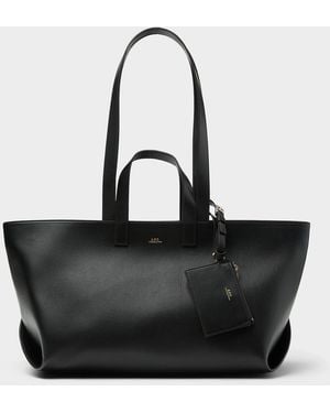 A.P.C. Drummer Black Leather Tote Bag