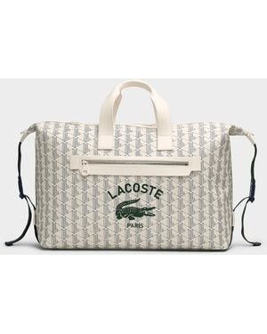 Lacoste Geo Mosaic Logo Weekend Bag - Natural