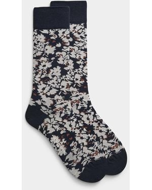 Le 31 Abstract Flower Dress Socks - Black