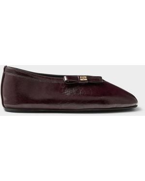 Ganni Logo Bow Glossy Ballet Flats Women - Brown