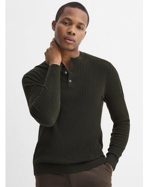 Le 31 Ribbed Henley Sweater - Black