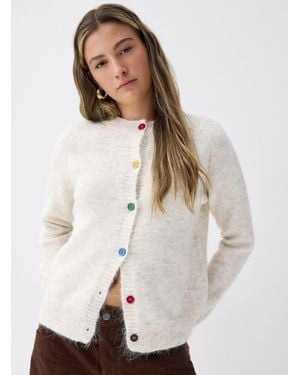 Twik Colorful Buttons Dachshund Sweater - White