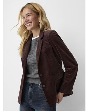 Contemporaine Marbled Buttons Corduroy Blazer - Multicolor