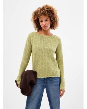 Contemporaine Fuzzy Pointelle Boat - Green