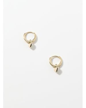 Simon's Mini Heart Charm Small Hoops - White