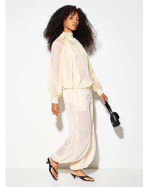 Icône Elastic Ankles Sheer Chiffon Pant - Natural