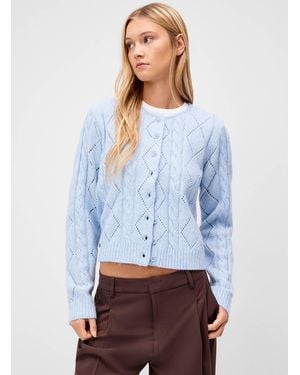 Twik Twisted Pointelle Knit Cardigan - Blue