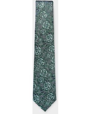 Le 31 Jacquard Retro Floral Tie - Green