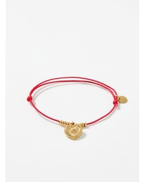 Simon's Golden Heart Cord Bracelet - Pink