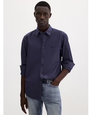 BOSS Embroidered Logo Poplin Shirt Regular Fit - Blue