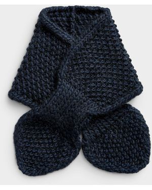 Simon's Cozy Knit Small Tie Scarf Exclusive Collection From Italy - Blue