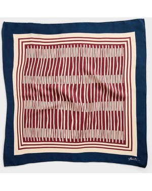 Barts Patterned Block Square Scarf - Red