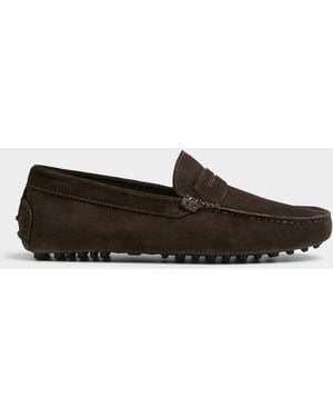SCAROSSO Michael Brown Suede Loafers Men