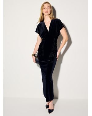 Icône Soft Velvet Plunging Maxi Dress - Black