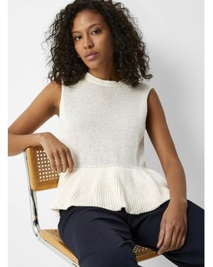 Contemporaine Peplum Waist Sweater Vest Exclusive Collection From Italy - White