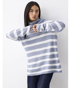 Twik Long Striped Turtleneck - Blue