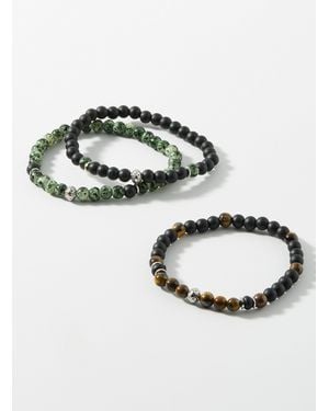 Le 31 Beaded Bracelet Trio - Metallic