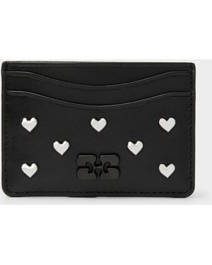 Ganni Bou Heart Stud Cardholder - Black