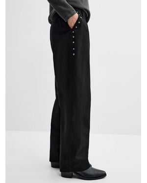 Djab Studded Casual Twill Pant - Black