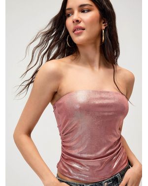 Twik Metallic Effect Cropped Tube Top - Multicolour