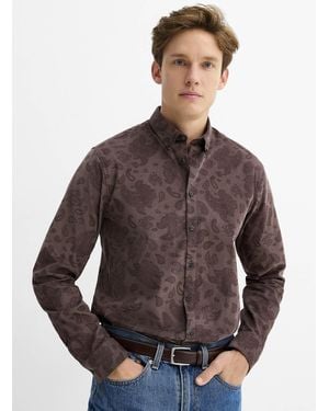 Lindbergh Coffee Paisley Corduroy Shirt Relaxed Fit - Brown