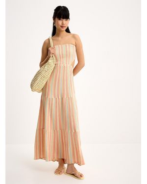 Rip Curl Back Cutout Tiered Dress - Natural