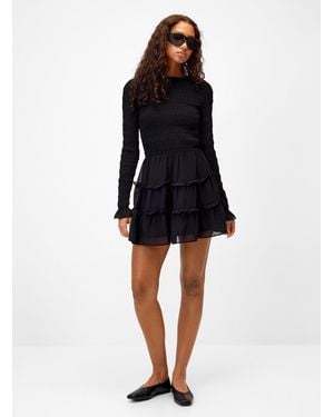 Twik Smocked Chiffon Minidress - Black