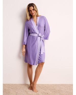 Miiyu Velvety Captivating Print Robe - Purple