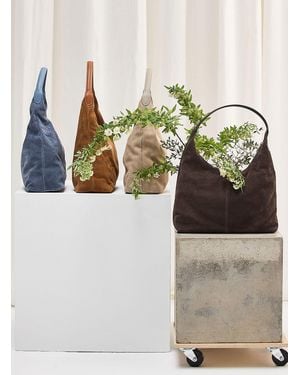 Simon's Minimalist Suede Hobo Bag Exclusive Collection From Italy - Brown