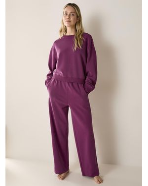 Miiyu Ribbed Strips Peachskin Lounge Pant - Purple