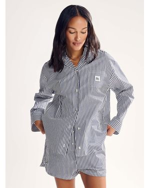 Lacoste Striped Poplin Pyjama Set - Grey